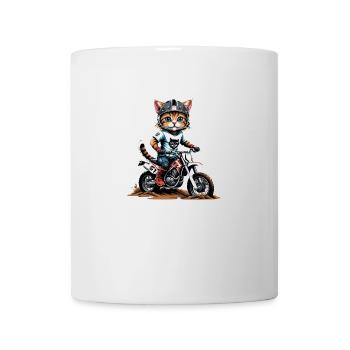 Cat Motocross Bike Gift Supermoto Motorcycle - Mug - white - Front