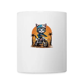 Cat Motocross Bike Gift Supermoto Motorcycle - Mug - white - Front