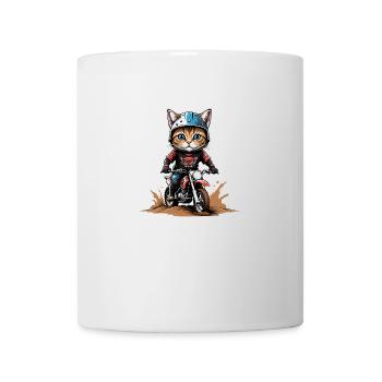 Cat Motocross Bike Gift Supermoto Motorcycle - Mug - white - Front