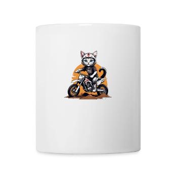 Cat Motocross Bike Gift Supermoto Motorcycle - Mug - white - Front