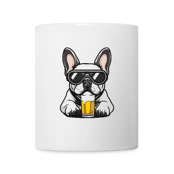 Französische Buldogge Hund Apres Ski Bier - Tasse - Weiß - Vorne