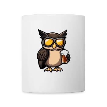 hibou après-ski bière bande dessinée - Mug blanc - blanc - Devant