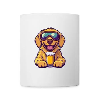 Golden Retriever Hund Apres Ski Bier Comic Lustig - Tasse - Weiß - Vorne