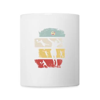 Volleyballer Retro Streifen Silhouette - Tasse - Weiß - Vorne