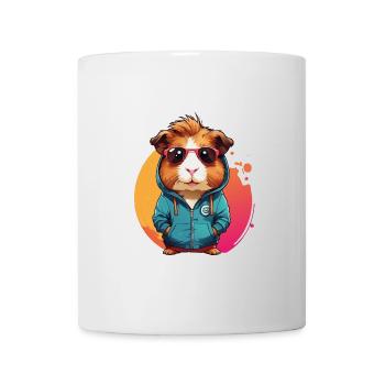 Cochon d’Inde cool avec sweat à capuche et lunettes de soleil - Mug blanc - blanc - Devant