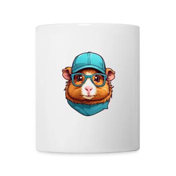 cute guinea pig with scarf and cap - Mug - white - Front