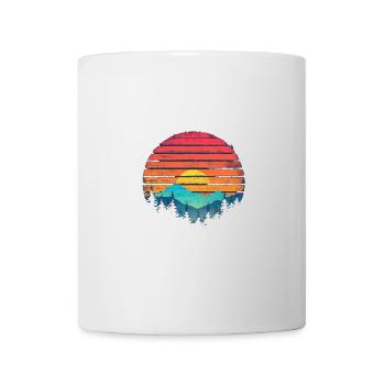 Sunset Forest Mountain Outdoor Retro 80s Vintage 2 - Tasse - Weiß - Vorne
