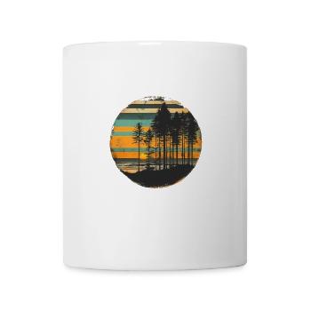 Coucher de soleil Forêt Nature En plein air Rétro Ambiance des années 80 - Mug blanc - blanc - Devant