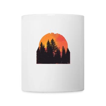Sunset Forest Silhouette Extérieur Rétro Années 80 Vibe 2 - Mug blanc - blanc - Devant