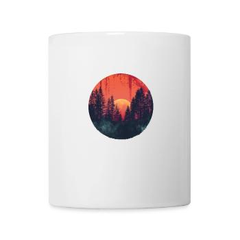Sunset Forest Silhouette Extérieur Rétro Ambiance Années 80 - Mug blanc - blanc - Devant