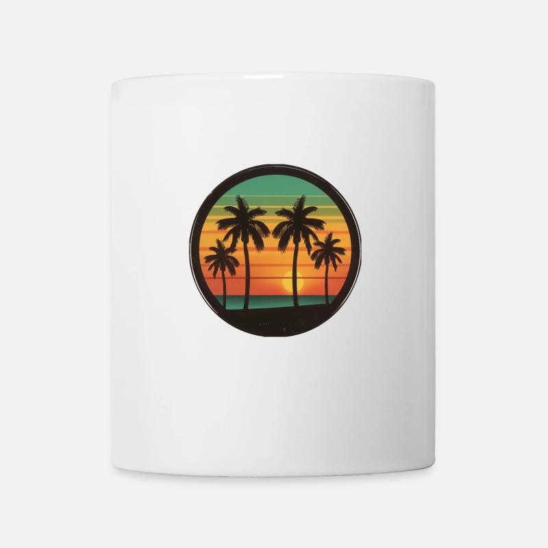 Sunset Palms Silhouette Rétro 80's Vintage Extérieur - Mug blanc - blanc