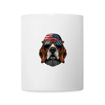 Beagle Dog with American Sunglasses - Mug - white - Front