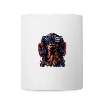 Dachshund with American Sunglasses - Mug - white - Front