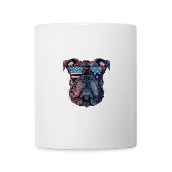 Bulldog with American Sunglasses - Mug - white - Front