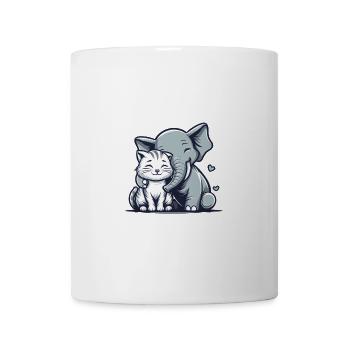Cuddling Cat And Elephant In Love - Tasse - Weiß - Vorne