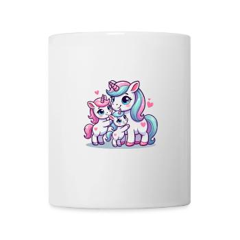 Parent licorne aimant avec deux enfants mignons - Mug blanc - blanc - Devant