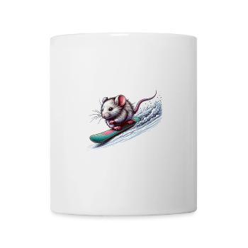 Souris snowboarder mignonne - Mug blanc - blanc - Devant