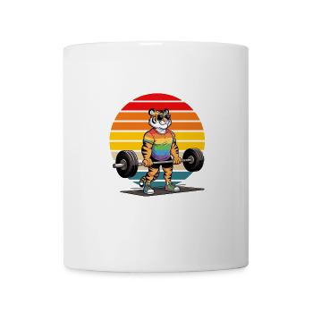 Cool Rainbow Tiger Deadlifting In The Gym - Mug - white - Front