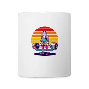 Rainbow Cat Deadlifting in the Gym - Tasse - Weiß - Vorne