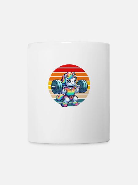 Rainbow Unicorn Lifting In The Gym - Tasse - Weiß