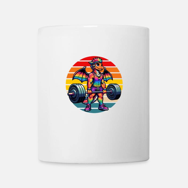 Strong Muscular Rainbow Dragon Lifting - Tasse - Weiß