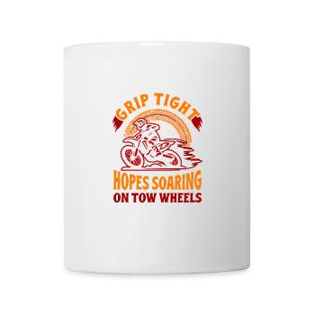 Dirt Biker Riding Hopes Soaring On Tow Wheels Dirt - Tasse - Weiß - Vorne