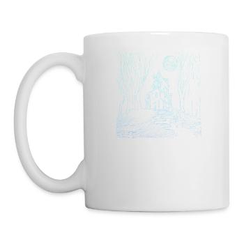 cadeau de conception de maison silhouette bleue effrayant - Mug blanc - blanc - Gauche