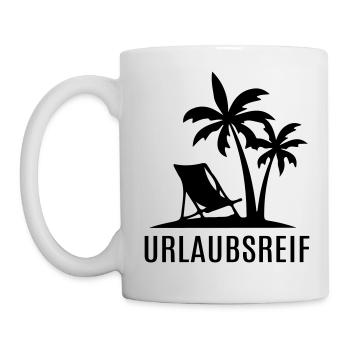 Urlaubsreif Erholung Auszeit entspannen Palmen - Tasse - Weiß - Links