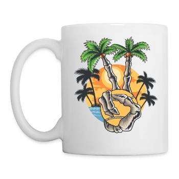 Main squelette avec balle de tennis ou de padel - Mug blanc - blanc - Gauche