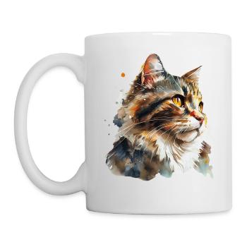 Watercolor portrait of a fluffy red cat - Mug - white - Left