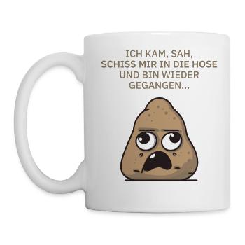 In Die Hose Scheissen - dunkel - Tasse - Weiß - Links