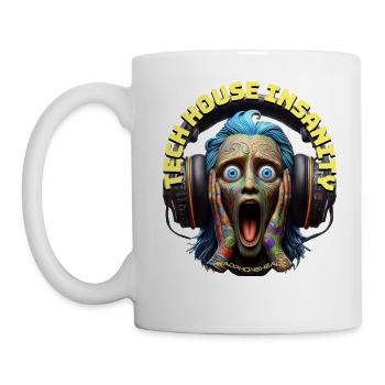 TECH HOUSE INSANITY - Funny Dude with Headphones! - Mug - white - Left