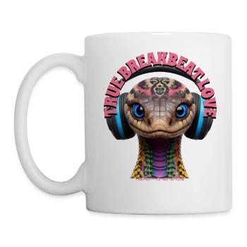 TRUE BREAKBEAT LOVE - Cool Cobra with Headphones! - Mug - white - Left