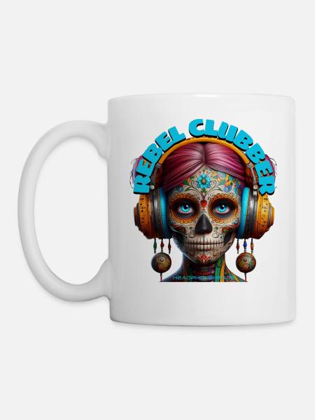 REBEL CLUBBER - Cool Woman with Headphones! - Mug - white