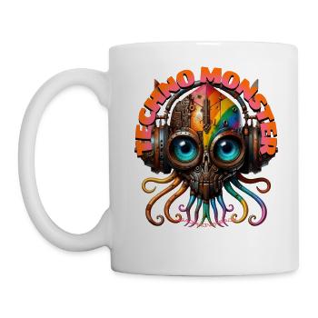 TECHNO MONSTER – Cool Octopussy with Headphones! - Mug - white - Left