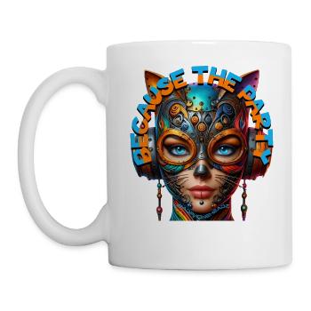 BECAUSE THE PARTY - Cool Woman with Headphones! - Mug - white - Left