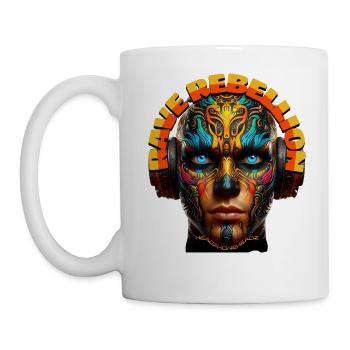 RAVE REBELLION - Cool Dude with Headphones! - Mug - white - Left