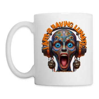 I AM A RAVING LUNATIC - Cool Creature & Headphones - Mug - white - Left