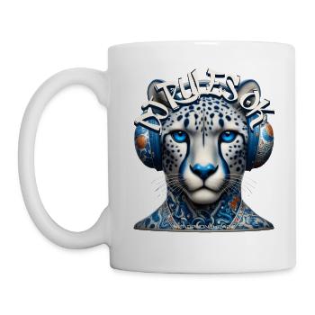 DJ RULES OK - Cool Cheetah with Headphones! - Mug - white - Left