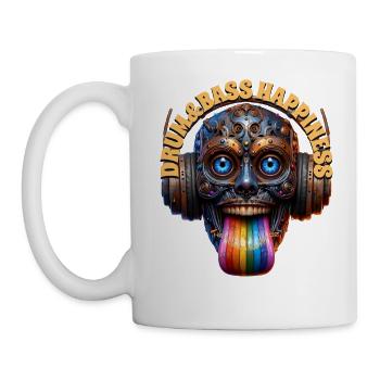 DRUM&BASS HAPPINESS - Happy Creature & Headphones! - Mug - white - Left