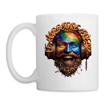 LE HARDCORE FREAK - Cool Dude with Headphones! - Mug - white - Left