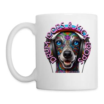 DRUM LOOPS & KICK LOOPS - Cute Dog with Headphones - Mug - white - Left