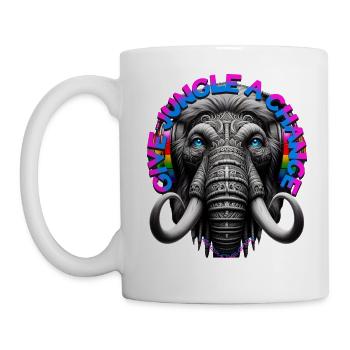 GIVE JUNGLE A CHANCE - Cool Mammoth & Headphones! - Mug - white - Left