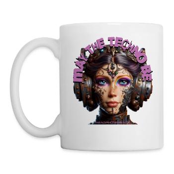 MAY THE TECHNO BE - Cool Woman with Headphones! - Mug - white - Left