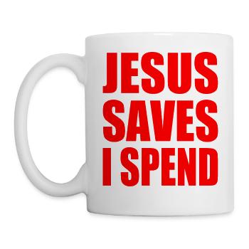 jesus saves i spend - Mug blanc - blanc - Gauche