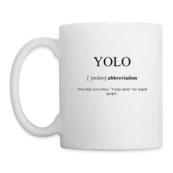 YOLO (vous ne vivez qu'une fois) Définition T-shirt Unisexe - Mug blanc - blanc - Gauche