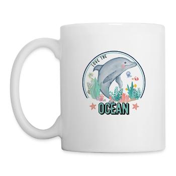 love dolphin ocean watercolor - Mug - white - Left