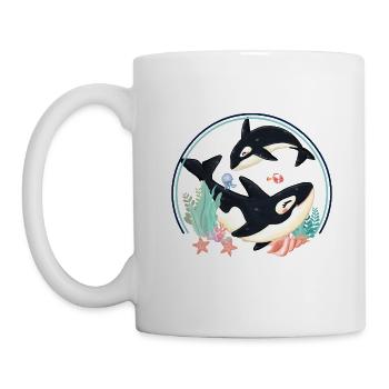 Orca baby and mother - Mug - white - Left