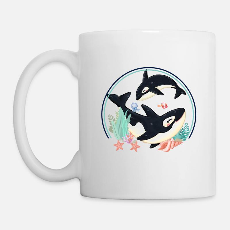 Orque bébé et mère - Mug blanc - blanc