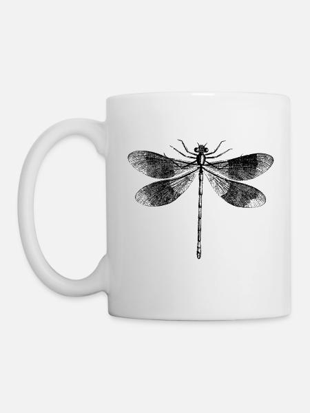 Libelle Kleinlibelle Insekten Illustration - Tasse - Weiß